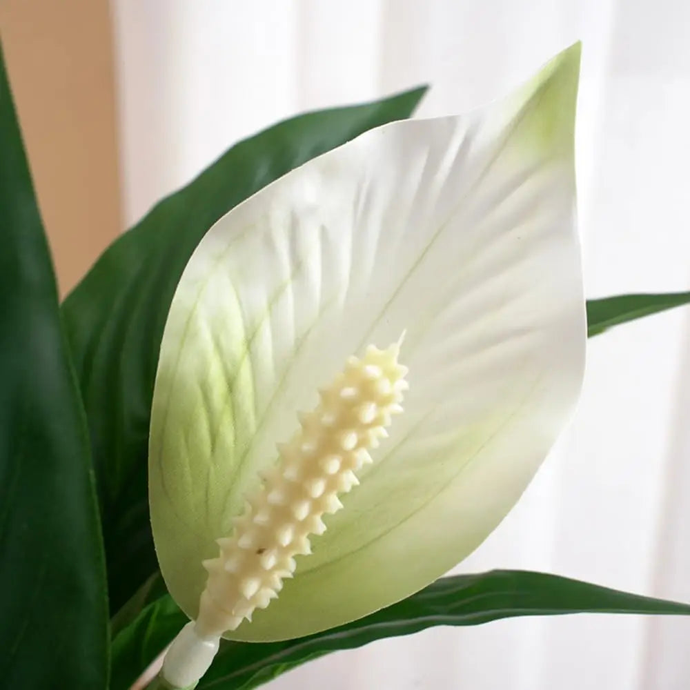 Low-Maintenance Artificial & White Peace Lily Flowers with Green Leaves - Realistic Outdoor Plant Suitable for Home