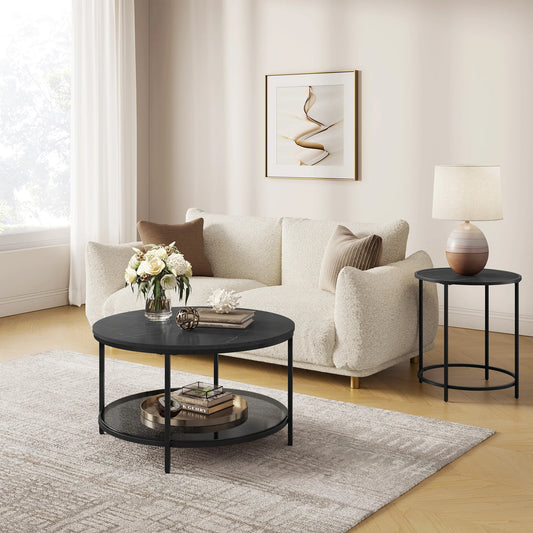 VASAGLE coffee table living room table sofa table for living room with glass top
